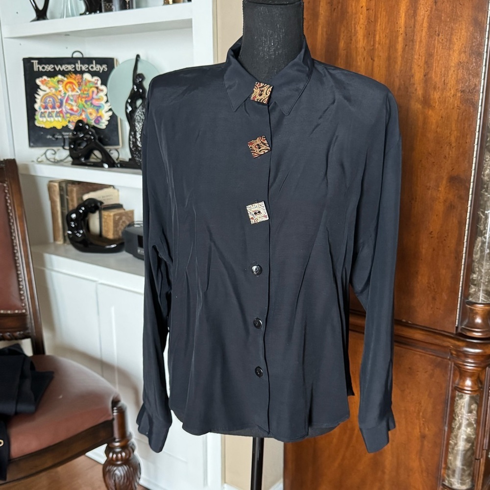 Vintage‎ Mirros Black Button Down Shirt